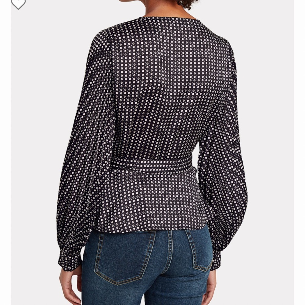 INTERMIX JENNA WRAP DUCHESS SATIN TOP IN MULTI - Picture 8 of 16